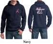 Mens Hoodie Pink Ribbon Believe in a Cure Front & Back Print Hoody