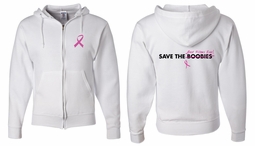 Mens Hoodie Pink Ribbon Best Pillows Ever Front & Back Full Zip Hoody