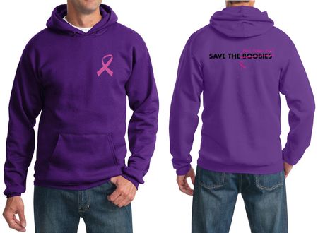 Mens Hoodie Pink Ribbon Best Pillows Ever Front & Back Print Hoody
