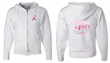 Mens Hoodie Pink Ribbon Faith Love Fight Front & Back Full Zip Hoody