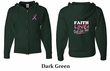 Mens Hoodie Pink Ribbon Faith Love Fight Front & Back Full Zip Hoody