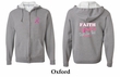 Mens Hoodie Pink Ribbon Faith Love Fight Front & Back Full Zip Hoody