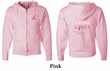 Mens Hoodie Pink Ribbon Faith Love Fight Front & Back Full Zip Hoody