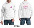 Mens Hoodie Pink Ribbon Faith Love Fight Front & Back Print Hoody