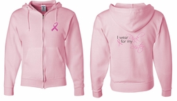 Mens Hoodie Pink Ribbon For My Sister Front & Back Full Zip Hoody