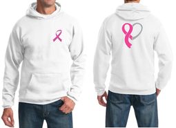Mens Hoodie Pink Ribbon Heart Front & Back Print Hoody Mens Hoodie Pink Ribbon Heart Front & Back Print Hoody