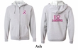 Mens Hoodie Pink Ribbon I Heart a Survivor Front & Back Full Zip Hoody