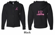 Mens Hoodie Pink Ribbon I Heart a Survivor Front & Back Full Zip Hoody