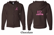 Mens Hoodie Pink Ribbon I Heart a Survivor Front & Back Full Zip Hoody