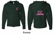 Mens Hoodie Pink Ribbon I Heart a Survivor Front & Back Full Zip Hoody