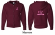 Mens Hoodie Pink Ribbon I Heart a Survivor Front & Back Full Zip Hoody