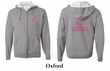 Mens Hoodie Pink Ribbon I Heart a Survivor Front & Back Full Zip Hoody