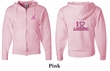 Mens Hoodie Pink Ribbon I Heart a Survivor Front & Back Full Zip Hoody