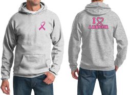 Mens Hoodie Pink Ribbon I Heart a Survivor Front & Back Print Hoody Mens Hoodie Pink Ribbon I Heart a Survivor Front & Back Print Hoody