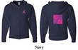 Mens Hoodie Pink Ribbon Love Hope Front & Back Print Full Zip Hoody