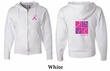 Mens Hoodie Pink Ribbon Love Hope Front & Back Print Full Zip Hoody