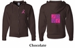 Mens Hoodie Pink Ribbon Love Hope Front & Back Print Full Zip Hoody