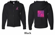 Mens Hoodie Pink Ribbon Love Hope Front & Back Print Full Zip Hoody