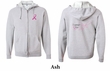 Mens Hoodie Pink Ribbon Pink For Me Front & Back Print Full Zip Hoody