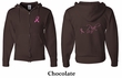 Mens Hoodie Pink Ribbon Pink For Me Front & Back Print Full Zip Hoody