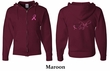Mens Hoodie Pink Ribbon Pink For Me Front & Back Print Full Zip Hoody