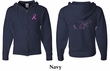 Mens Hoodie Pink Ribbon Pink For Me Front & Back Print Full Zip Hoody
