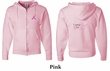 Mens Hoodie Pink Ribbon Pink For Me Front & Back Print Full Zip Hoody