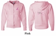 Mens Hoodie Pink Ribbon Pink For My Aunt Front & Back Full Zip Hoody