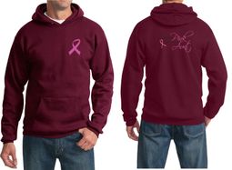 Mens Hoodie Pink Ribbon Pink For My Aunt Front & Back Print Hoody