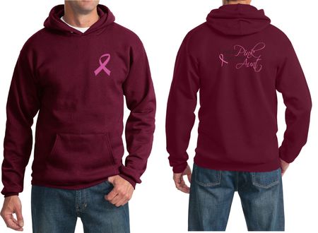 Mens Hoodie Pink Ribbon Pink For My Aunt Front & Back Print Hoody
