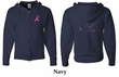 Mens Hoodie Pink Ribbon Pink For My Cousin Front & Back Full Zip Hoody