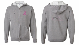 Mens Hoodie Pink Ribbon Pink For My Cousin Front & Back Full Zip Hoody