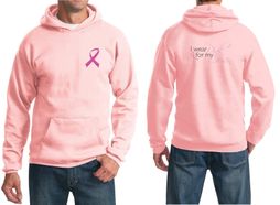 Mens Hoodie Pink Ribbon Pink For My Cousin Front & Back Print Hoody