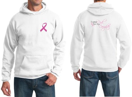 Mens Hoodie Pink Ribbon Pink For My Daughter Front & Back Print Hoody