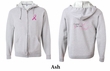 Mens Hoodie Pink Ribbon Pink For My Friend Front & Back Full Zip Hoody