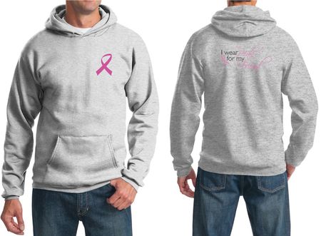 Mens Hoodie Pink Ribbon Pink For My Friend Front & Back Print Hoody