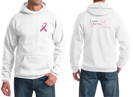 Mens Hoodie Pink Ribbon Pink For My Mom Front & Back Print Hoody