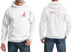 Mens Hoodie Pink Ribbon Pink For My Sister Front & Back Print Hoody
