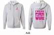 Mens Hoodie Pink Ribbon Pink For My Wife Front & Back Full Zip Hoody