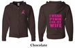 Mens Hoodie Pink Ribbon Pink For My Wife Front & Back Full Zip Hoody