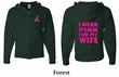 Mens Hoodie Pink Ribbon Pink For My Wife Front & Back Full Zip Hoody