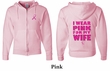 Mens Hoodie Pink Ribbon Pink For My Wife Front & Back Full Zip Hoody