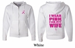 Mens Hoodie Pink Ribbon Pink For My Wife Front & Back Full Zip Hoody