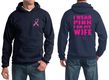 Mens Hoodie Pink Ribbon Pink For My Wife Front & Back Print Hoody