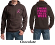Mens Hoodie Pink Ribbon Pink For My Wife Front & Back Print Hoody