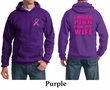 Mens Hoodie Pink Ribbon Pink For My Wife Front & Back Print Hoody