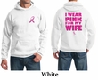 Mens Hoodie Pink Ribbon Pink For My Wife Front & Back Print Hoody