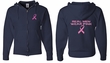 Mens Hoodie Pink Ribbon Real Men Front & Back Print Full Zip Hoody