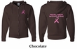 Mens Hoodie Pink Ribbon Real Men Front & Back Print Full Zip Hoody