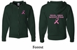 Mens Hoodie Pink Ribbon Real Men Front & Back Print Full Zip Hoody